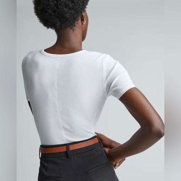Everlane The Pima Micro-Rib Crew Tee in White NWT - Picture 3 of 7
